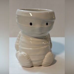Pottery Barn Ceramic White Mummy Festive Whimsical Halloween Mug New